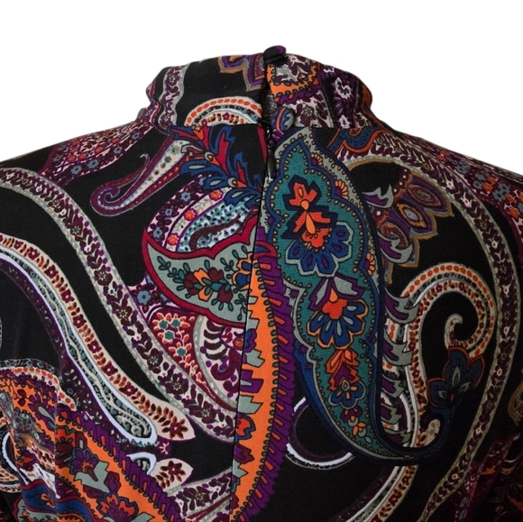 Nicole Miller Studio faux wrap paisley dress size 14 - Picture 3 of 14